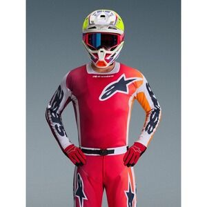 Alpinestars Racer Tech  Red Light Gray Dark Gray Motocross Jersey Large